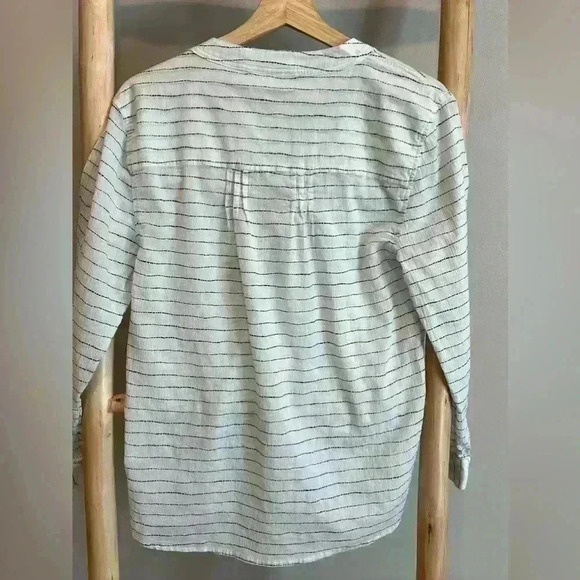CARVE Design Organic cotton long sleeved Medium White & Gray Striped Tunic - Picture 2 of 6